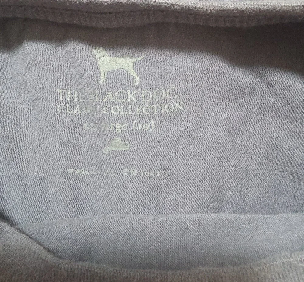The Black Dog Martha's Vineyard Slate Gray Long-Sleeve Crew Shirt with Logo Flag